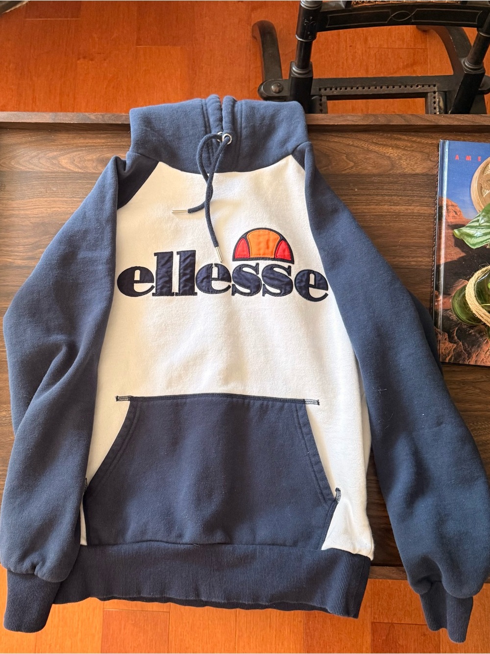 Ellesse Navy and White Hoodie